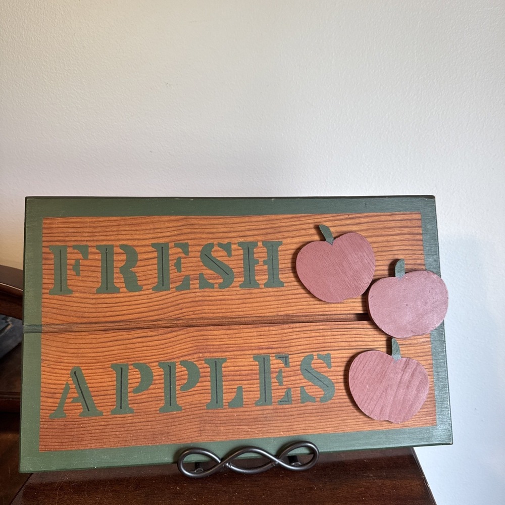 17.5"x11" Wood Fresh Apples Sign Handmade Cottagecore Kitchen Decor Country VNTG